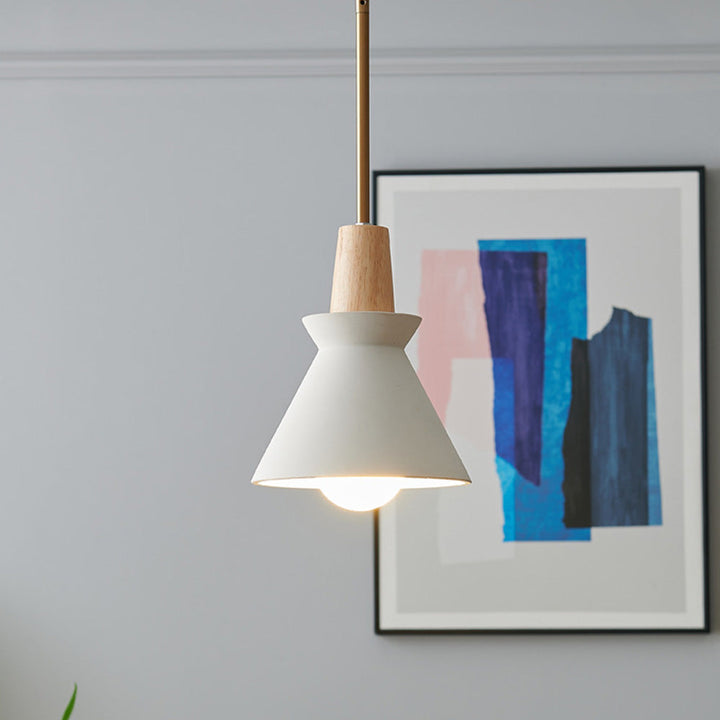 Modern White Concrete Cone Pendant Light | Kalsten