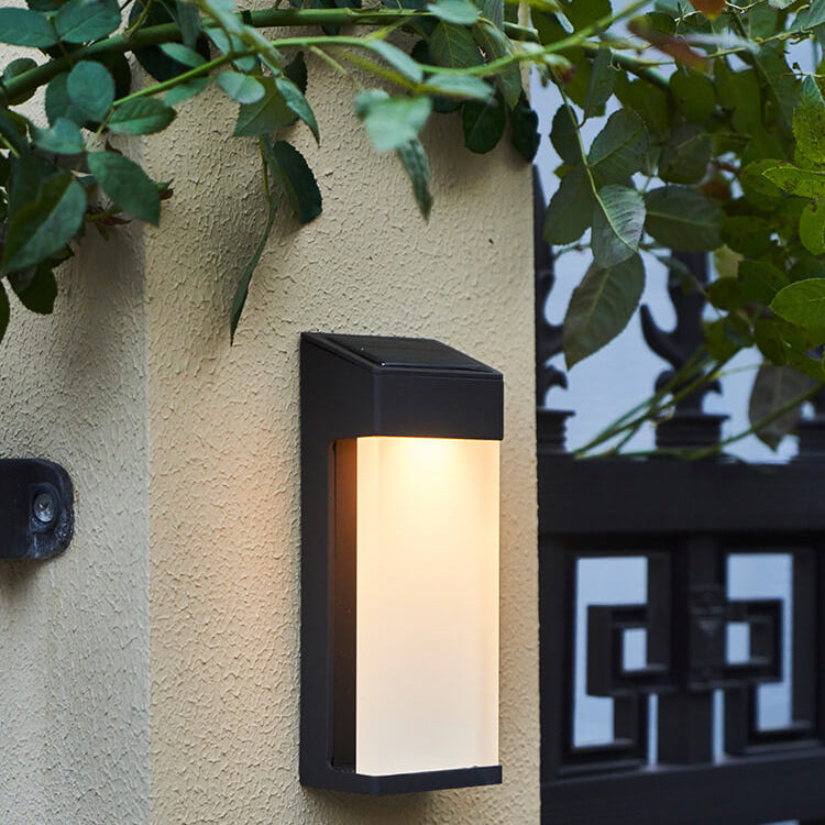Solar Square Frosted Glass Waterproof Outdoor LED Wall Sconce Lamp | Kalsten