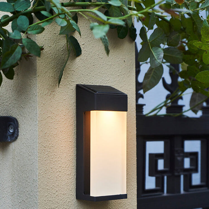 Solar Square Frosted Glass Waterproof Outdoor LED Wall Sconce Lamp | Kalsten