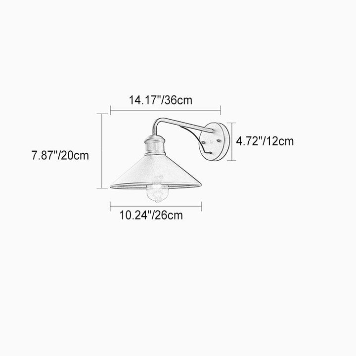 Modern Minimalist Cone Iron 1-Light Wall Sconce Lamp For Outdoor Patio | Kalsten