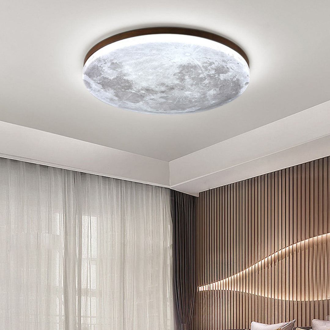 Flush Mount Ceiling Light Wood 14.96 in Modern Hallway Living Room Bedroom LED Fixture 24W 2400lm | Kalsten
