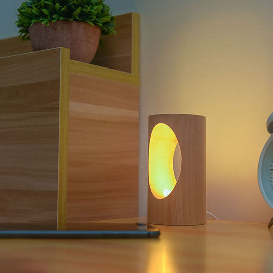 Japanese solid wood rectangular column LED night lamp USB table lamp | Kalsten