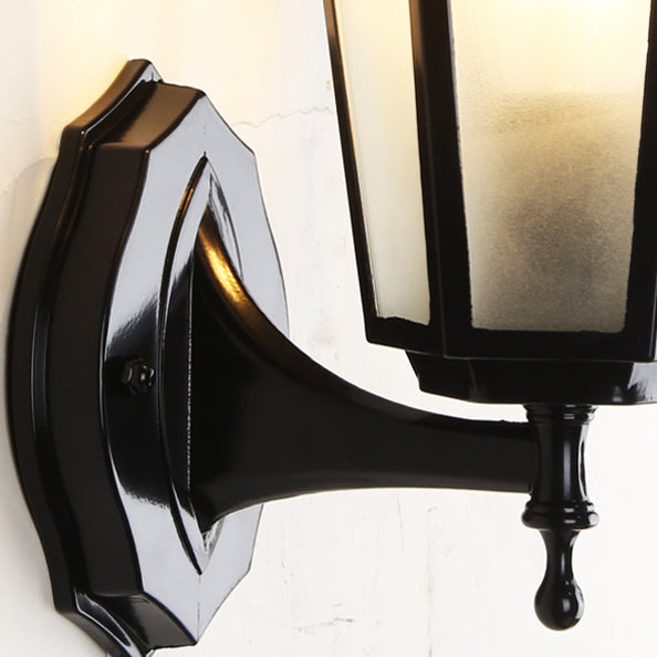Contemporary Industrial Hexagonal Aluminum Frame Frosted Glass 1-Light Outdoor Wall Sconce Lamp For Garden | Kalsten
