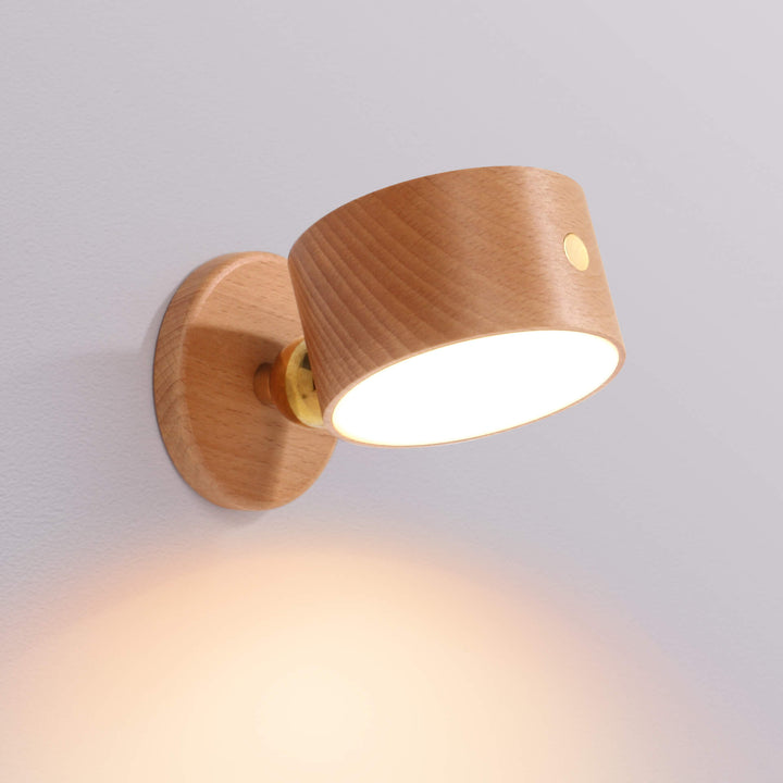 Simple wood USB rechargeable touch magnet LED night light wall sconce lamp | Kalsten