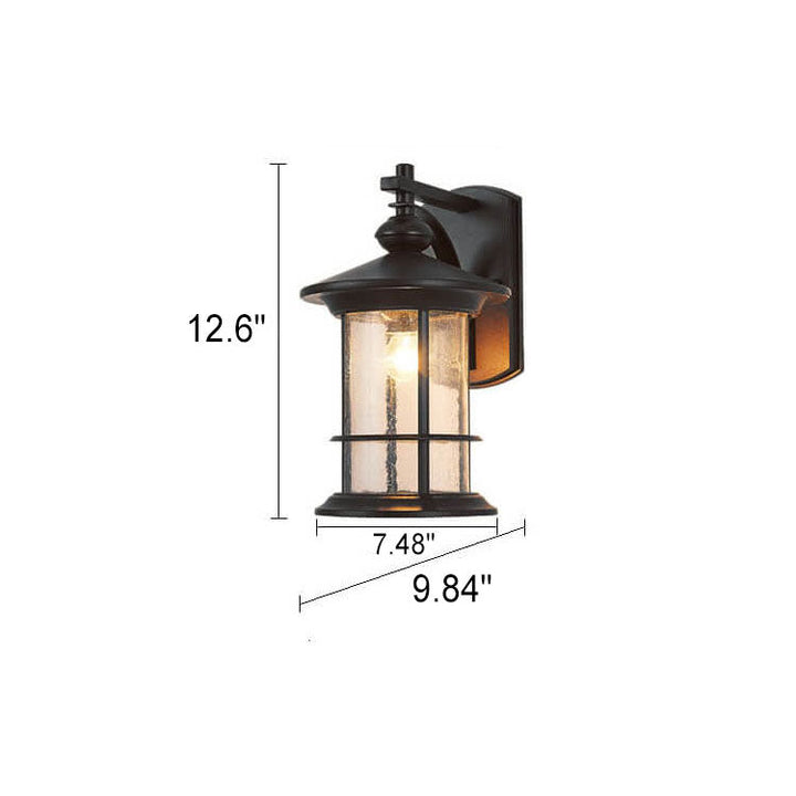 Industrial Vintage Bubble Glass Column 1-Light Outdoor Waterproof Wall Sconce Lamp | Kalsten