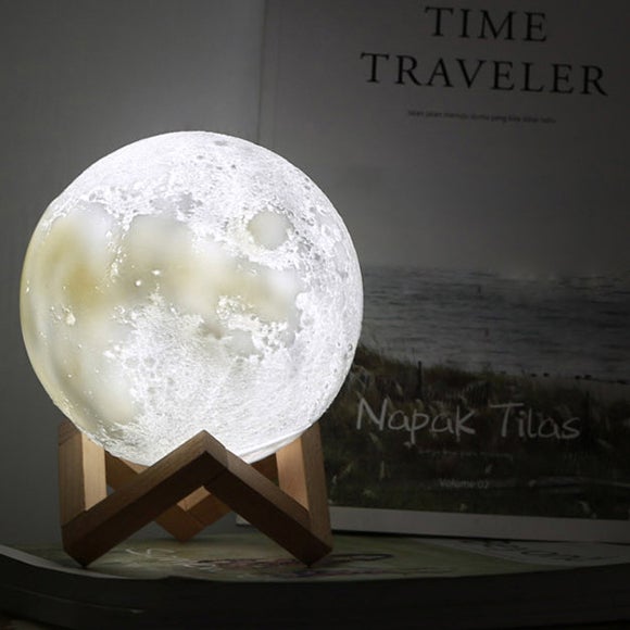 Creative Mini Rechargeable 3D Printed Moon 1-Light LED Table Lamp | Kalsten