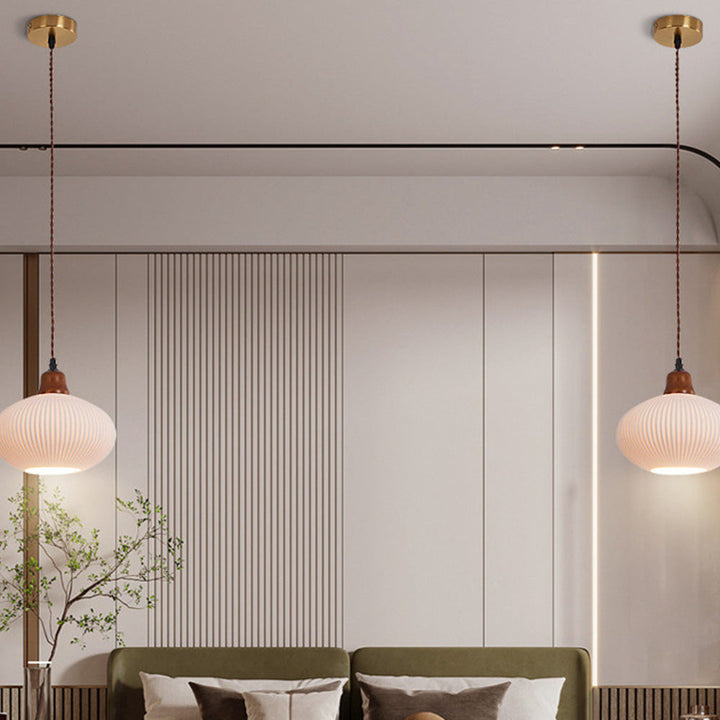 Vintage Nordic Ceramic White Pendant Light For Dining Room | Kalsten