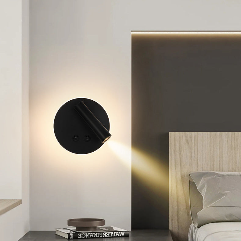 Modern Minimalistic Rectangular Round Iron Aluminum LED Wall Lamp For Bedroom | Kalsten