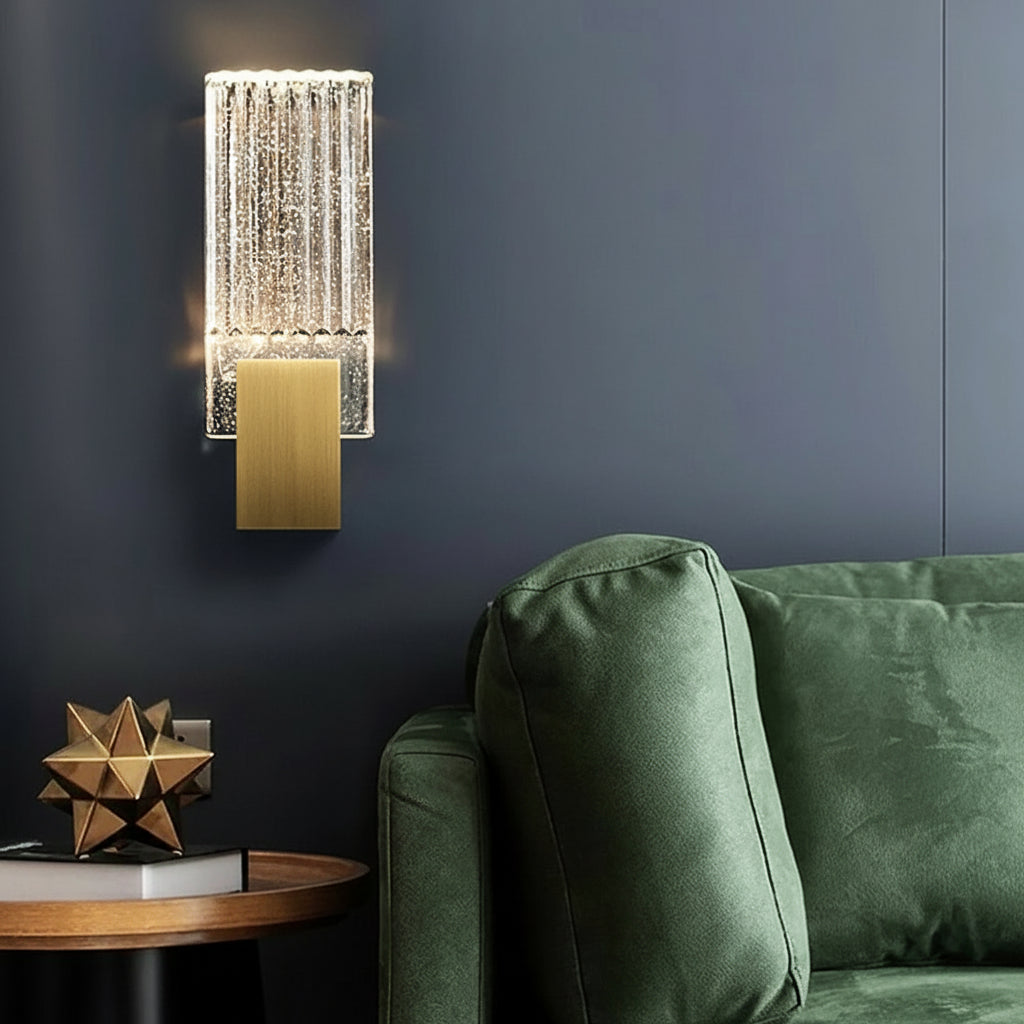 LED Wall Sconce Light – Postmodern Crystal Gold Stainless Steel (33x13cm / 13x5in) | Kalsten