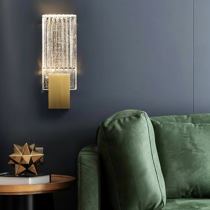 LED Wall Sconce Light – Postmodern Crystal Gold Stainless Steel (33x13cm / 13x5in) | Kalsten