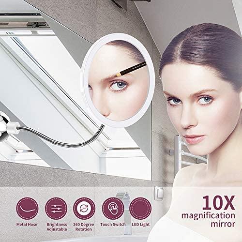 Makeup mirror with LED &amp; magnification - with suction cup and flexible arm | Kalsten