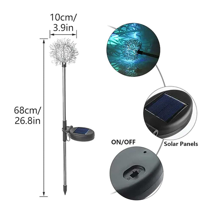 Solar LED Garden Light (2 pieces) Dandelion Design with Spike | Kalsten