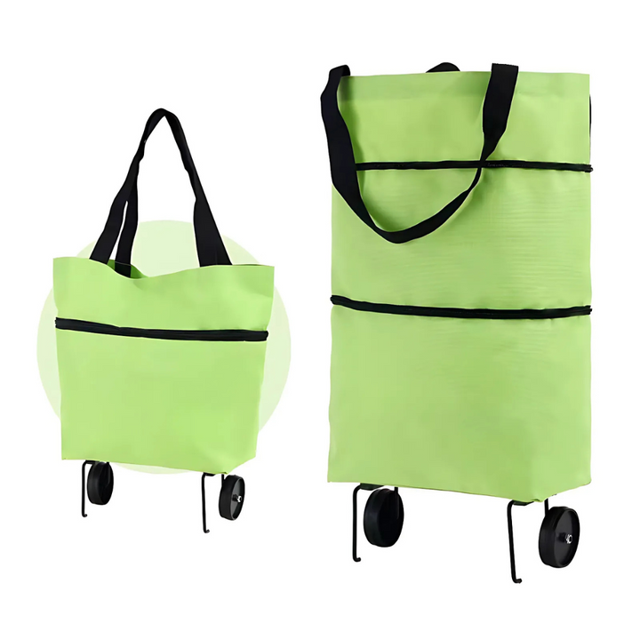Foldable shopping trolley with expandable wheels | Kalsten