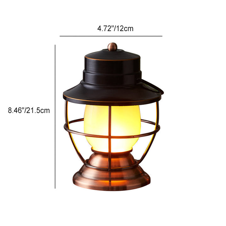 Traditional Farmhouse Waterproof Rechargeable Iron Acrylic Cylinder LED Table Lamp For Entertainment Room | Kalsten