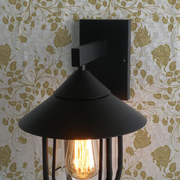 Vintage Industrial Iron Lantern Indoor Outdoor 1-Light Wall Sconce Lamp | Kalsten