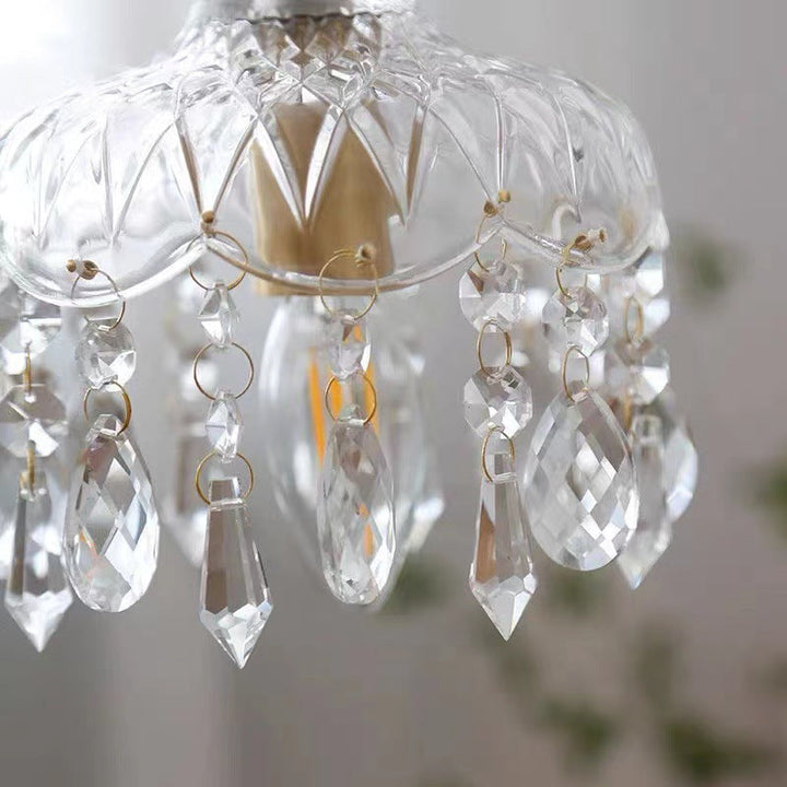 Pendant Light Crystal Glass 7.9 in Clear Gold Adjustable Flower Shop Living Room Restaurant Tea Room | Kalsten