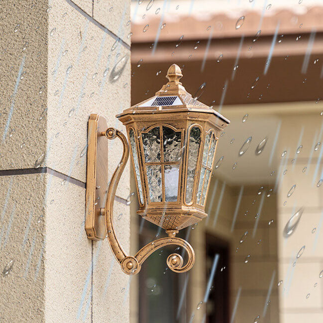 European Solar Outdoor Lantern Aluminum Glass Waterproof 1-Light Wall Sconce Lamp | Kalsten