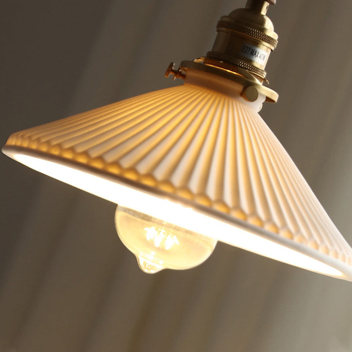 Modern Ceramics Retro Pleated Pendant Light For Living Room | Kalsten