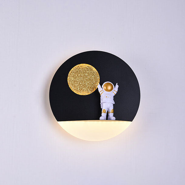 Contemporary Creative Iron Resin Round Astronaut LED Wall Light Lamp for Bedroom | Kalsten