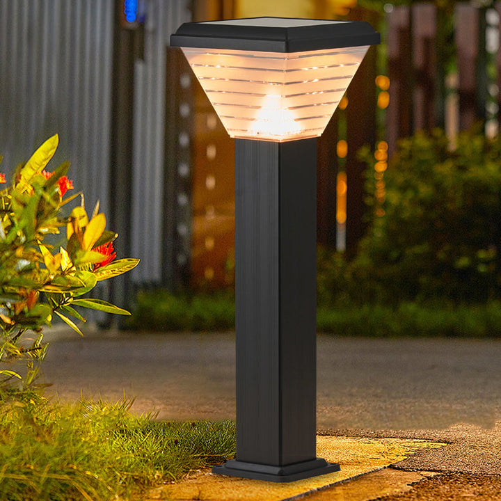 Modern Minimalist Square Cylinder Solar Waterproof ABS PC LED Outdoor Light For Garden | Kalsten