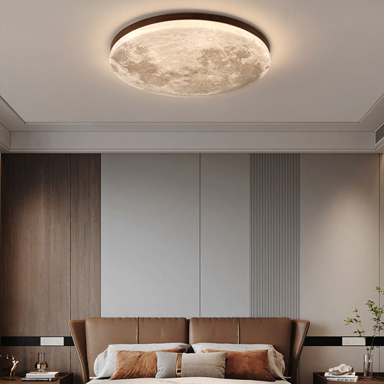 Flush Mount Ceiling Light Wood 14.96 in Modern Hallway Living Room Bedroom LED Fixture 24W 2400lm | Kalsten