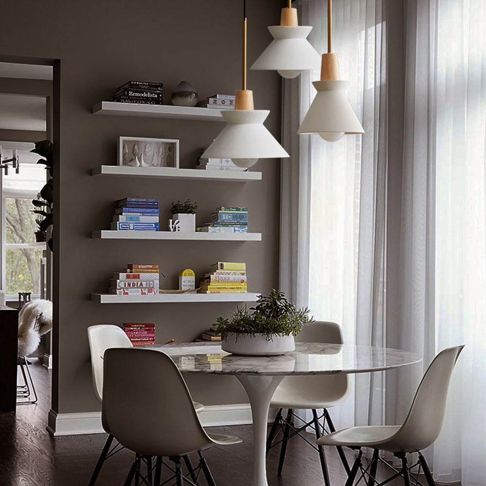 Modern White Concrete Cone Pendant Light | Kalsten