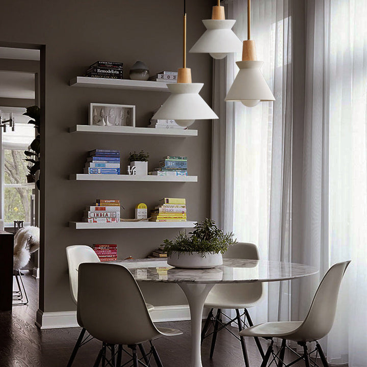 Modern White Concrete Cone Pendant Light | Kalsten
