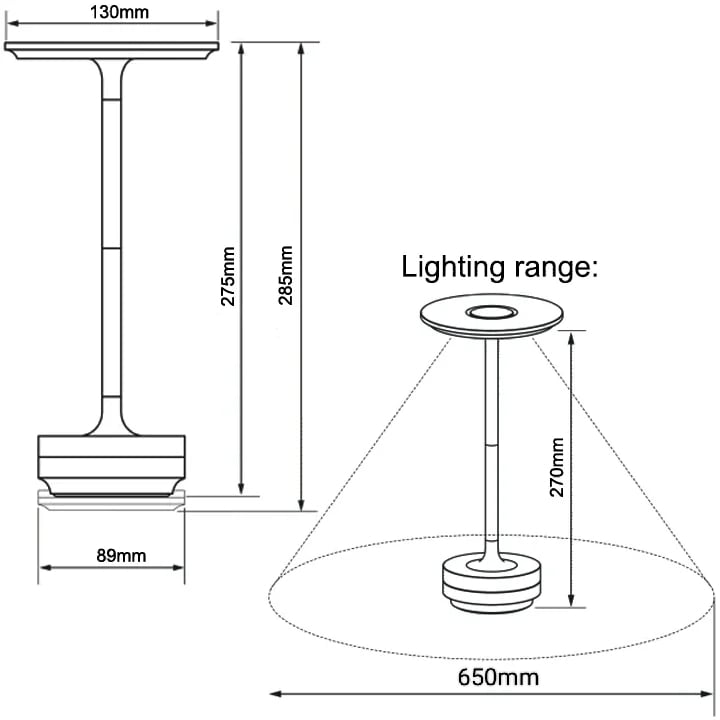 Cordless Table Lamp - Dimmable & Rechargeable Desk Light | Kalsten