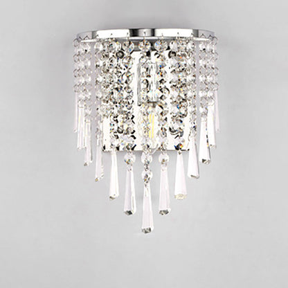BowLift | Modern Luxury Semi-Round Octagonal Pearl Stainless Steel Crystal 1-Light Wall Sconce Lamp for Living Room