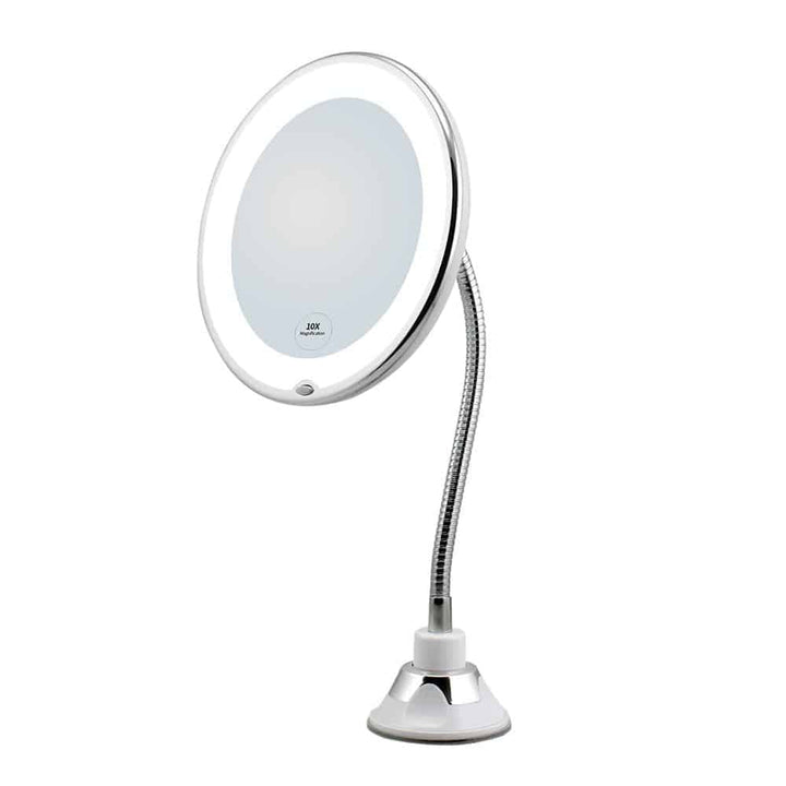 Makeup mirror with LED &amp; magnification - with suction cup and flexible arm | Kalsten