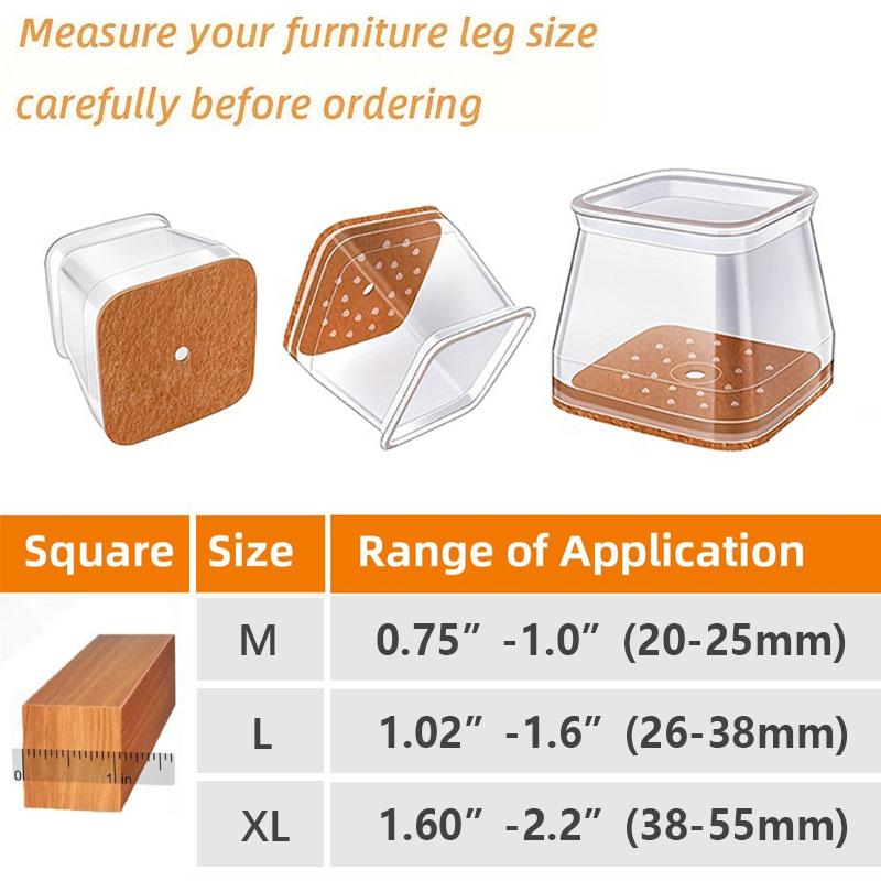 Kalsten | Clear Silicone Chair Leg Caps with Integrated Felt Pads