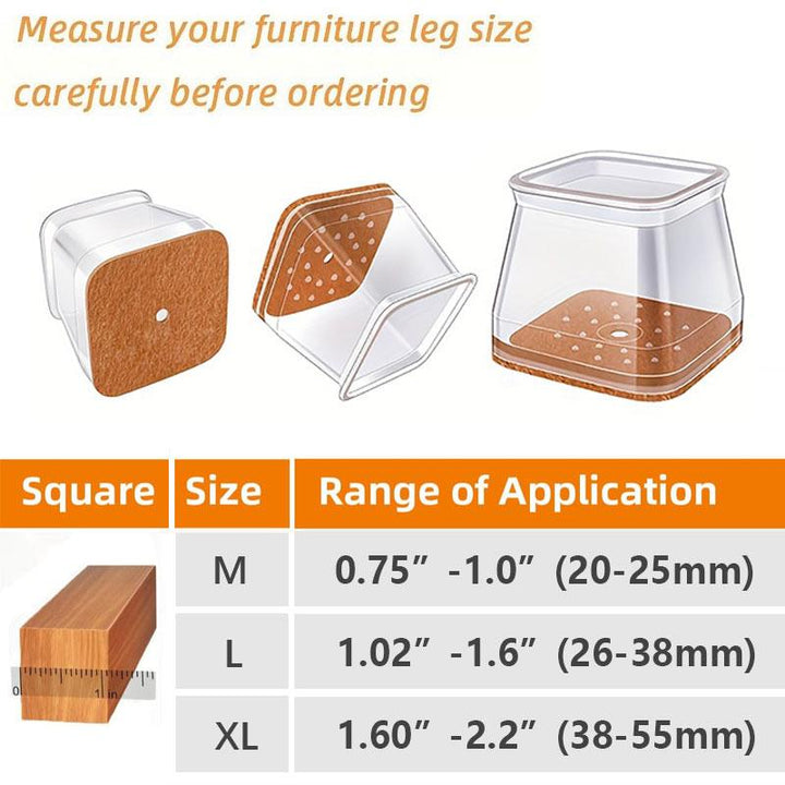 Kalsten | Clear Silicone Chair Leg Caps with Integrated Felt Pads