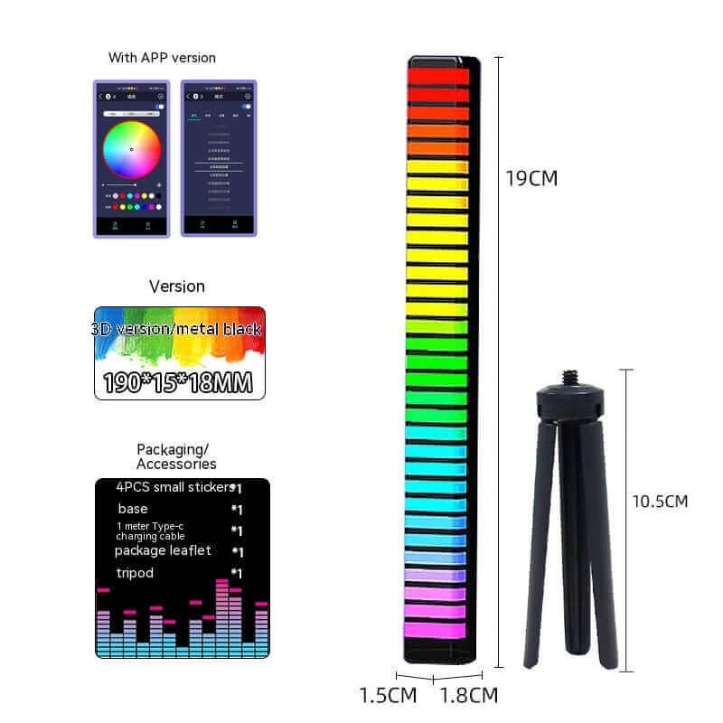 Led Sound Control Light Bar RGB Ambient Pickup Rhythm Lamp Music USB Adjustabl Automotivo Strip For Automobiles Family Party | Kalsten