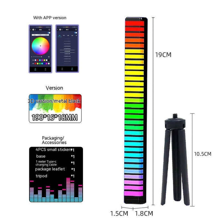 Led Sound Control Light Bar RGB Ambient Pickup Rhythm Lamp Music USB Adjustabl Automotivo Strip For Automobiles Family Party | Kalsten