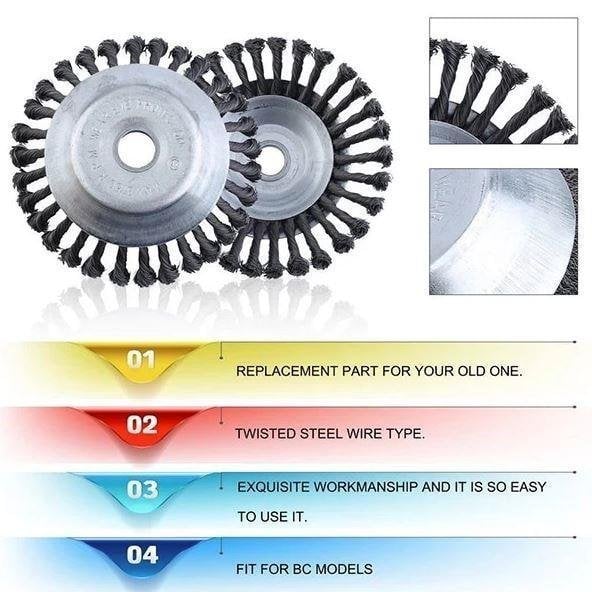 SteelTwist Weed Brush – 360° Trimmer Blade of Braided Steel (15 cm) | Kalsten