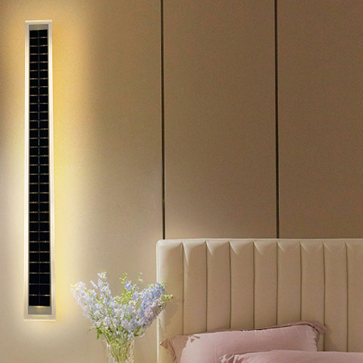 Minimalist Outdoor Solar Rectangular Strip Waterproof Patio LED Wall Sconce Lamp | Kalsten