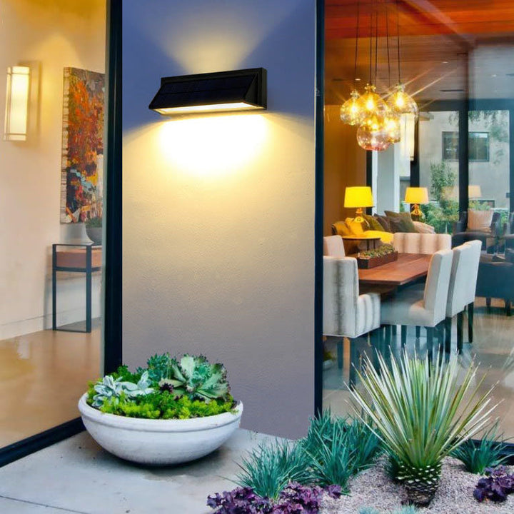 Outdoor Solar Waterproof Rectangular Slant LED Patio Wall Sconce Lamp | Kalsten