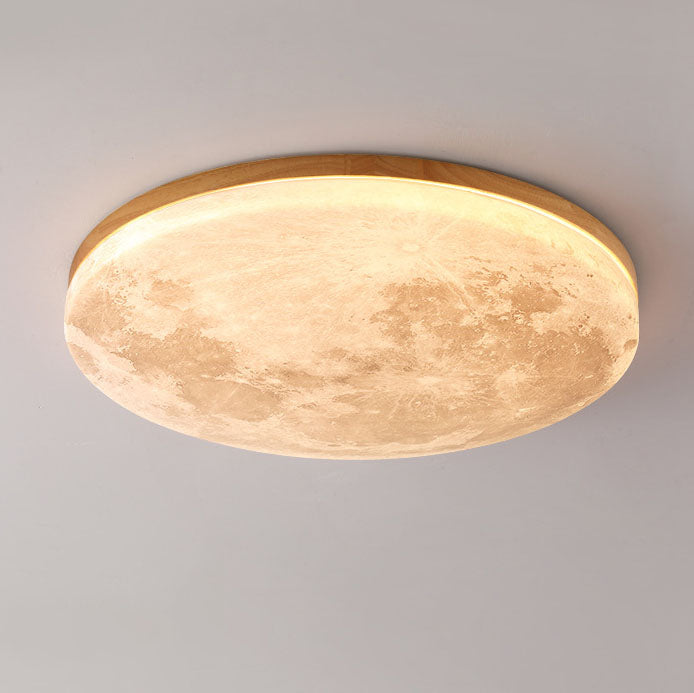 Flush Mount Ceiling Light Wood 14.96 in Modern Hallway Living Room Bedroom LED Fixture 24W 2400lm | Kalsten