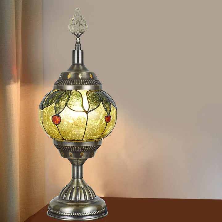 Traditional Tiffany romantic oval iron enameled 1-light table lamp for the bedroom | Kalsten