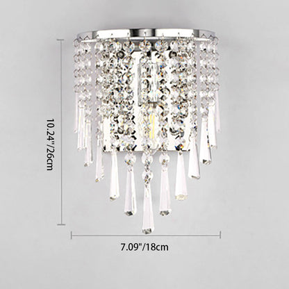 BowLift | Modern Luxury Semi-Round Octagonal Pearl Stainless Steel Crystal 1-Light Wall Sconce Lamp for Living Room