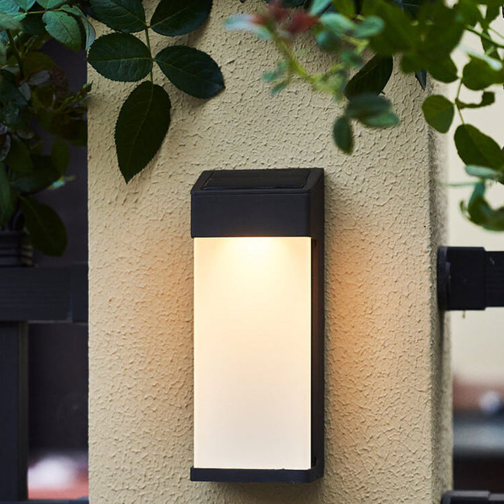 Solar Square Frosted Glass Waterproof Outdoor LED Wall Sconce Lamp | Kalsten