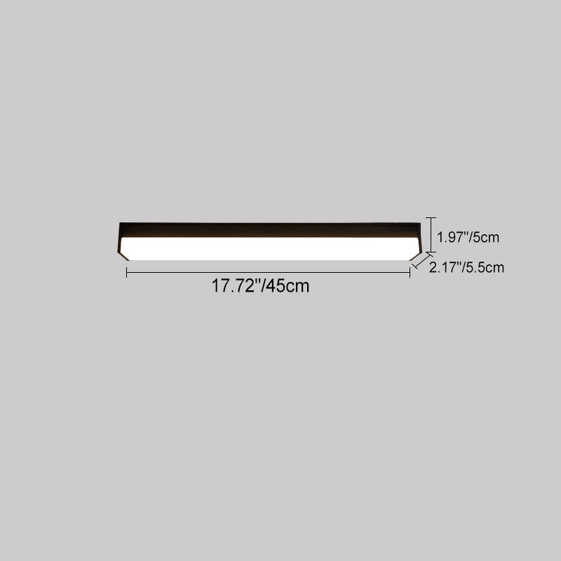 Modern Minimalist Long Rectangle Aluminum PC LED Flush Mount Ceiling Light For Outdoor Patio | Kalsten