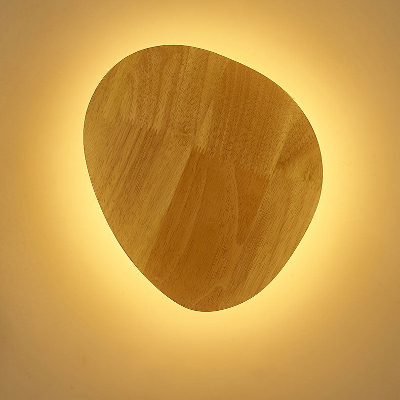 Modern Minimalist Round Irregular Oval Wood LED Wall Light Lamp for Living Room | Kalsten
