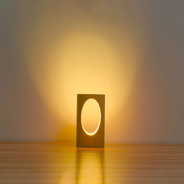 Japanese solid wood rectangular column LED night lamp USB table lamp | Kalsten