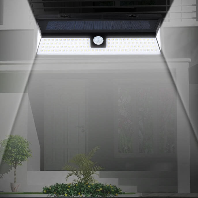 Modern Black Rectangular Human Sensor Solar Waterproof Outdoor Garden LED Wall Light | Kalsten