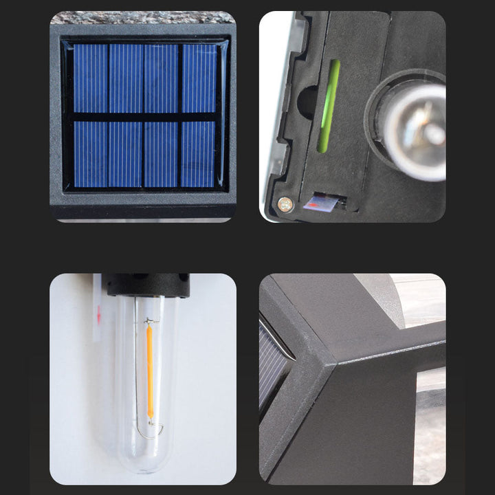 Modern Square Plastic Solar LED Outdoor Waterproof Garden Landscape Wall Sconce Lamp | Kalsten