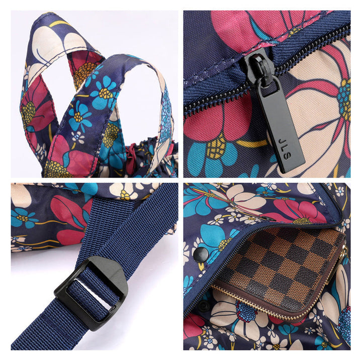 Foldable Printed Nylon Backpack with Drawstring | Kalsten