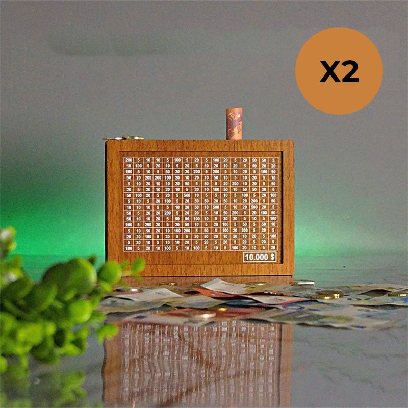 Wooden cash register with engraved figures | Kalsten