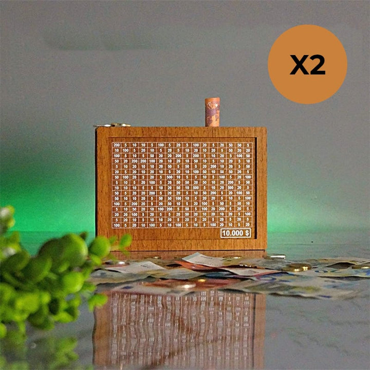 Wooden cash register with engraved figures | Kalsten