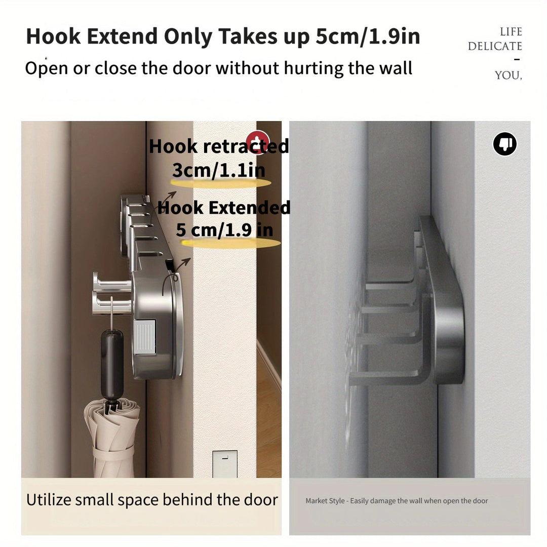 Wall Hook Panel Without Drilling – OrganizePlus Hidden 5-Hook Rack | Kalsten